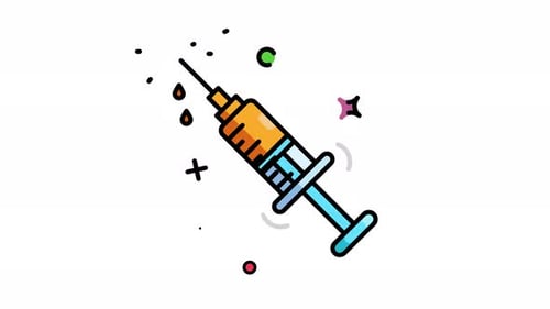 Animated Syringe Icon with Liquid Drops