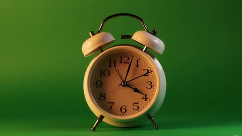 Analog Clock Goes on a Green Screen Timelapse Fast Passage of Time