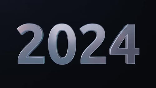 Animation der Ziffern des Jahres 2024 aus fallendem Silber