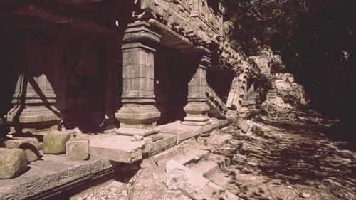 Exploring Ancient Khmer Architecture at a Temple in Cambodias Jungle