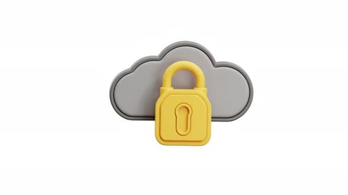 3D Animation Cloud Storage Security Icon