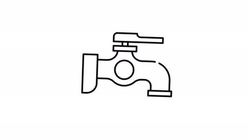 line art faucet with red handles icon animation design
