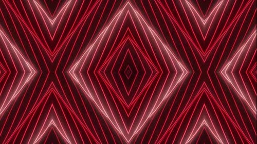 Luzes de néon vermelhas dinâmicas criam um padrão geométrico hipnotizante