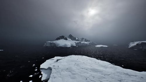 Scenic Arctic Shoreline Emphasizing Research Activities and Natural Features