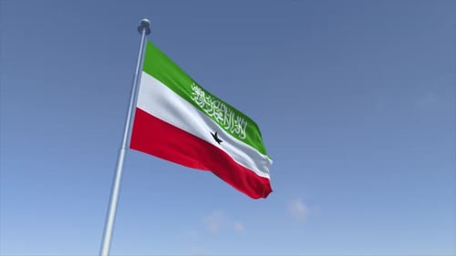 Waving Somaliland Flag Animation Against Clear Sky