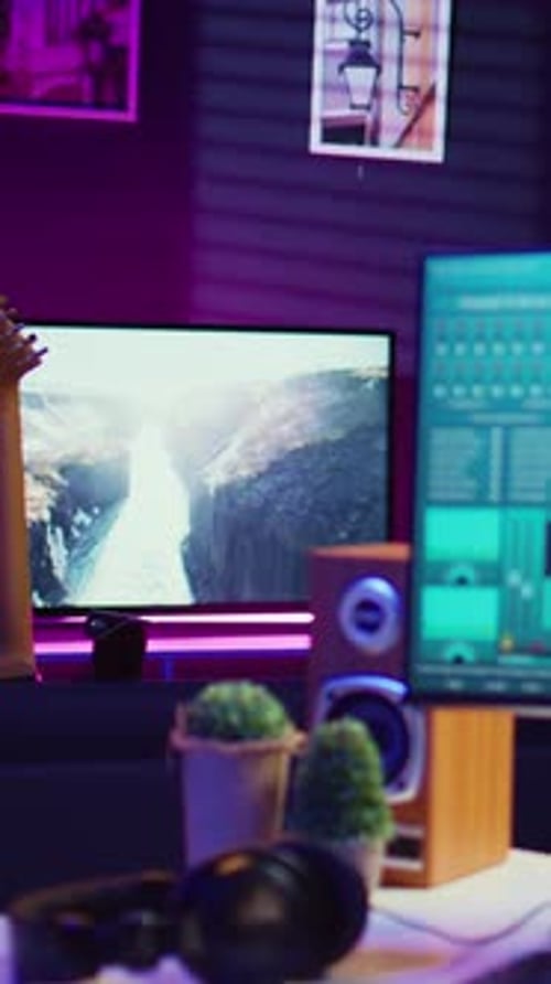 Home Music Studio Setup with Instruments