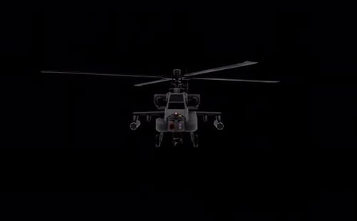 Military War Helicopter Front Alpha Loop 4K