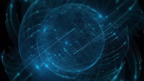 Glowing Blue Abstract Lines Forming Futuristic Network Sphere Background