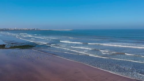 Seashore Drone Shot in Casablanca Morocco