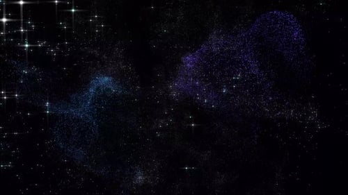 Schleifenanimation im Hintergrund des kosmischen Sternenstaubs, der durch den Galaxienraum fliegt
