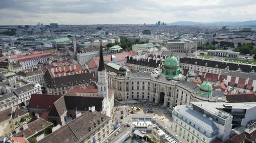 Michaelerplatz and surrounding historic buildings in vienna, austria, aerial view
