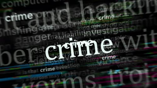 Cyber Crime Text with Glitch Digital Motion Graphics