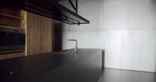 Modern Kitchen Interior with Island and Wood Cabinets