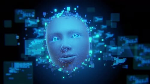 Futuristic AI Face Scan with Digital Data Stream