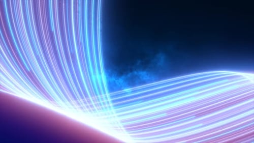 Futuristic Neon Light Trails Flowing Background Animation