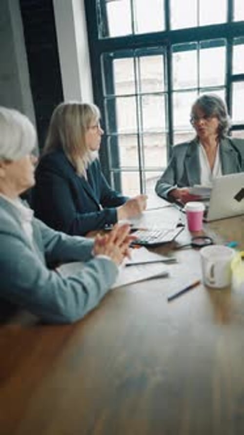 Strategic Thinking and Communication in Meeting Room Board of Directors Senior Women Making Decision