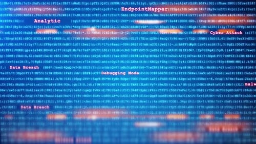 Computer matrix stream of binary code. Digits on screen.