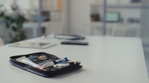 Diabetes Test Kit on Desk in GP Office