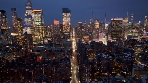 Night Skyline of New York Skyline At Manhattan In New York United States.