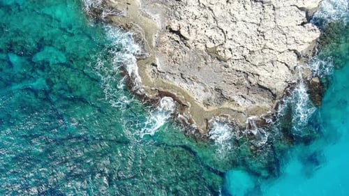 Aerial drone view of sea and island in Cyprus