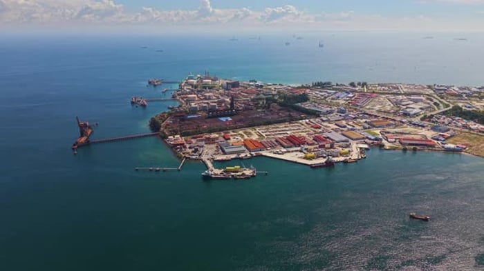 Drone footage of Labuan’s Rancha-Rancha Industrial Estate, Malaysia ...