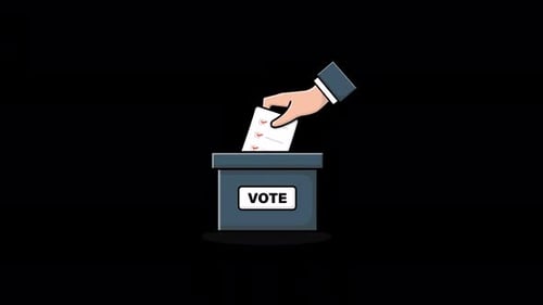 Hand Casting Vote Ballot into Box Flat Design Animation