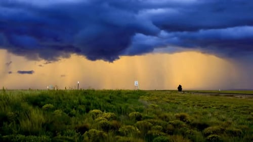 Breathtaking And Beautiful View Of Storm Clouds And Agricultural Fields