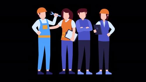 Worker Team Animation 4K On Alpha