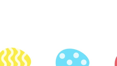Animated Easter Eggs Rotate Playfully on a White Background Boarder or Frame Each Egg Features a