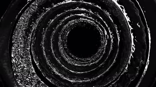 Water Circle Liquid Looping on Black Background