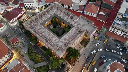 Aerial View of a Historical City Square