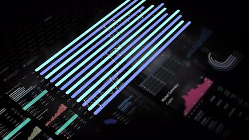 Animated Business Data Dashboard with Glowing Charts