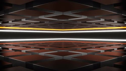 Orange And White Cubic Neon Space Background Vj Loop In 4K