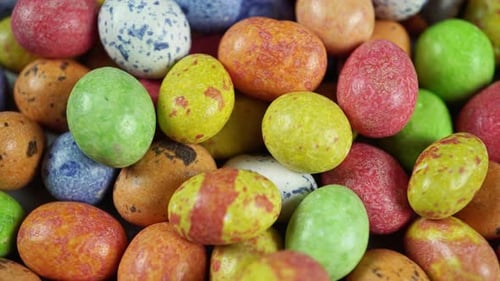 Colorful Speckled Candy Easter Eggs Close Up