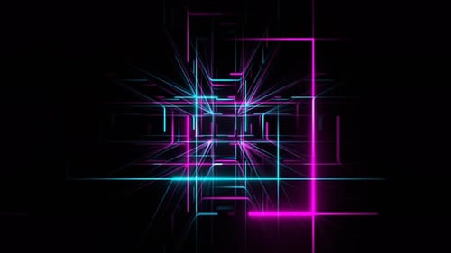 Cyan And Pink Seamless Neon Squares On Mirror Background Vj Loop In 4K