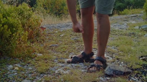 Mountain Sunset Safety Man Spraying Mosquito Repellent