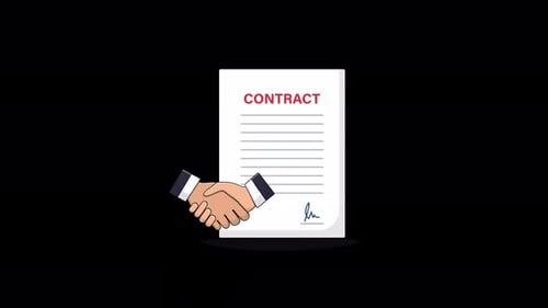 Animated Business Contract with Handshake for Agreement