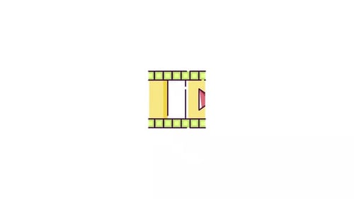 Film Strip Play Button Icon Reveal Flat Animation