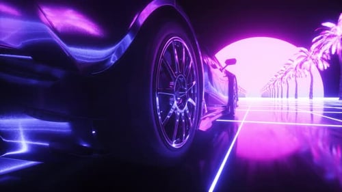 Riding Car Synthwave Background
