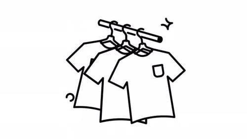 Sketch Style Animation of T-Shirts on a Clothing Rack