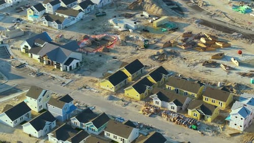 Aerial View of a Neighborhood Under Construction