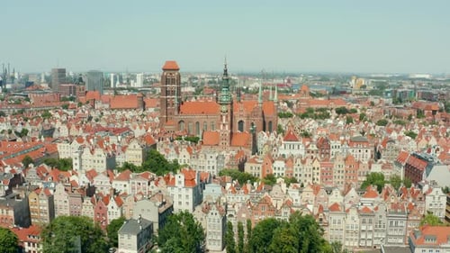 Aerial View of the Medieval European City of Gdansk Poland
