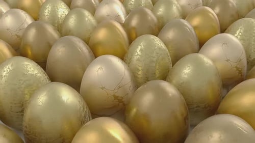 Colorful decorated gold Easter eggs