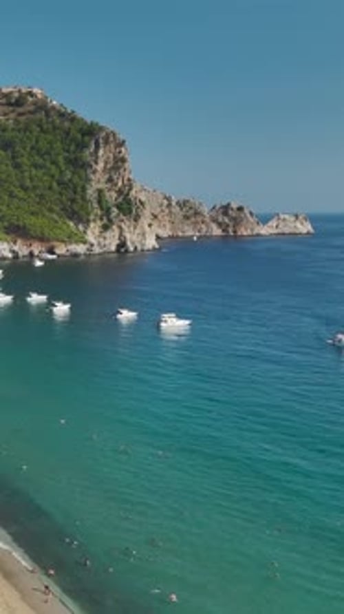 Aerial View of Tropical Beach with Turquoise Water
