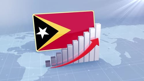 East Timor Flag With Increasing Bar Chart Graph And Arrow Red