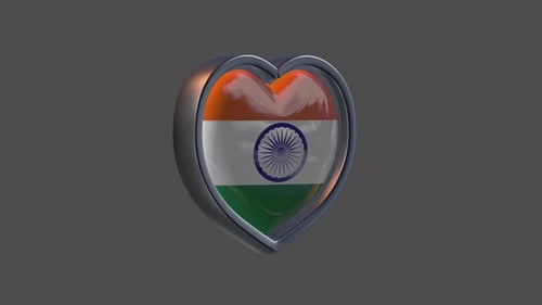 Insigne en forme de cœur en 3D Love India avec chaîne Alpha