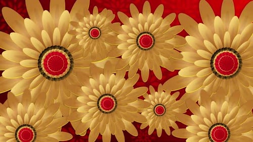 Blooming Golden Flowers Festive Background Animation