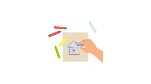 Vector de casa dibujando un niño