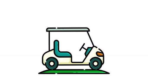Minimalist Animated Golf Cart Travel Illustration