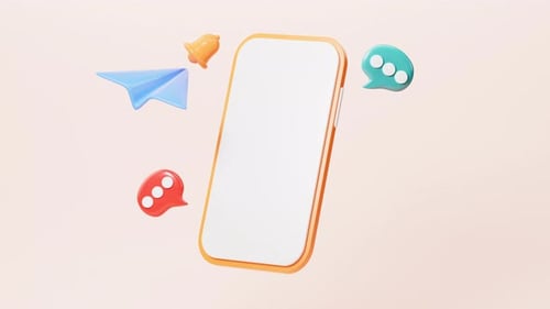 Animated 3D Phone with Social Media Notification Icons